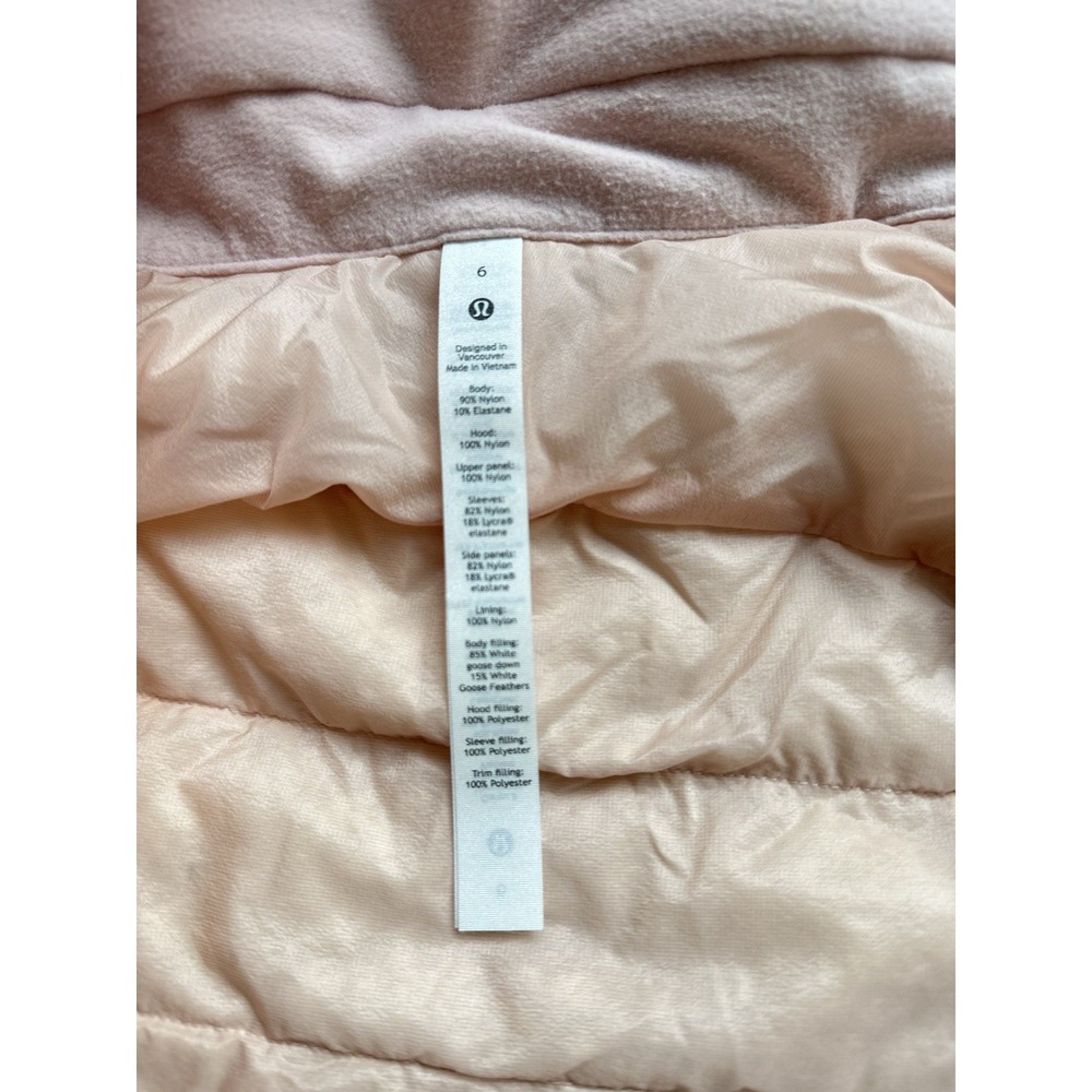 Lululemon Goose Down For It All Jacket Full Zip Hood Size 6 Pink Mist - Picture 4 of 9